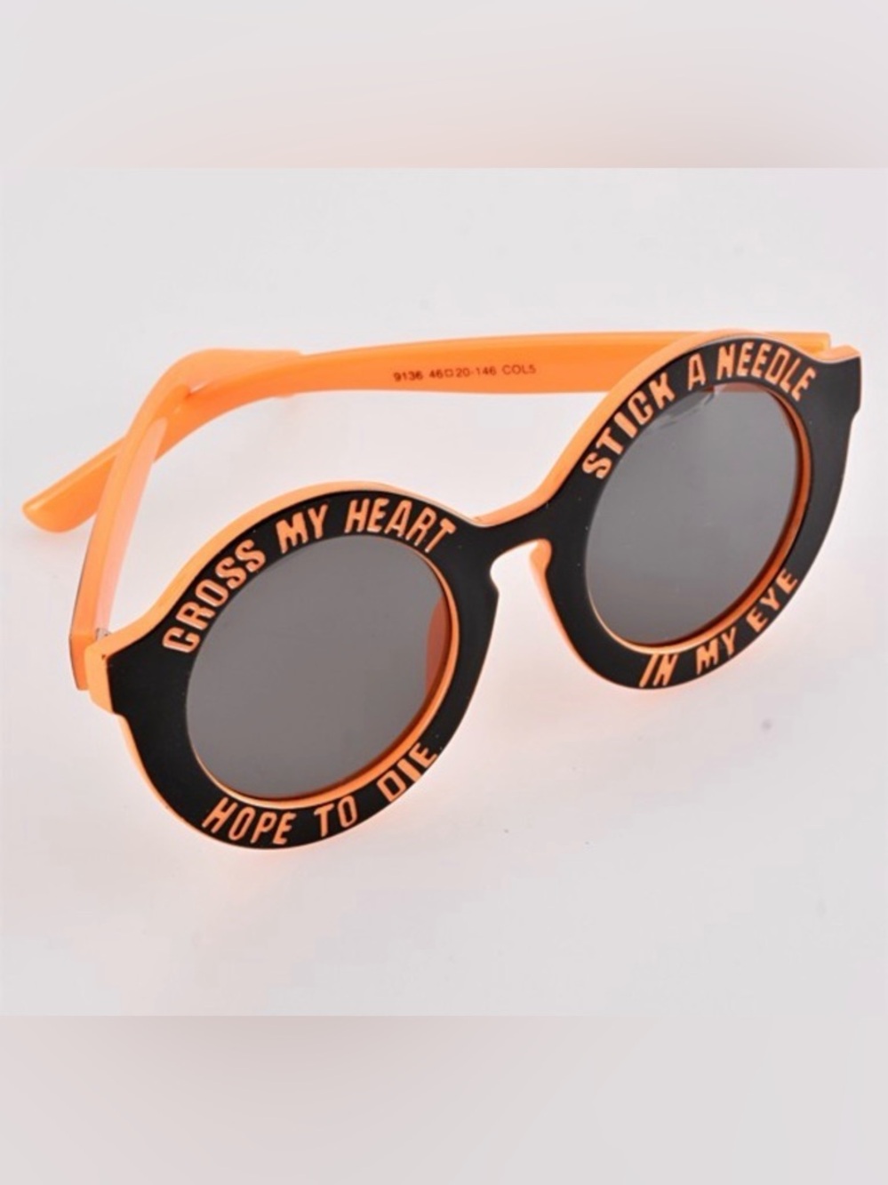 Round Statement Sunglasses in Black and Bright Orange